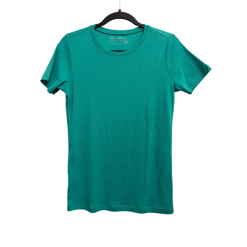 Eddie Bauer Womens Teal Green Short Sleeve Crew Neck Cotton Blend T-Shirt Size M